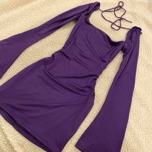 Brand New Lucy in The Sky “Paola Long Sleeve Bodycon Dress in Purple”